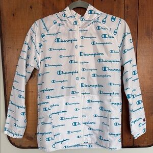 Champion White and Blue Logo Jacket